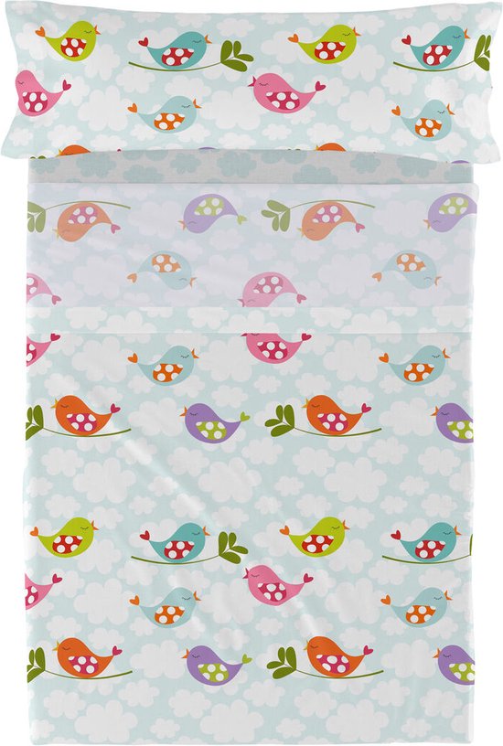 Set beddengoed HappyFriday Mr Fox Little Birds Multicolour Bed van 105 2 Onderdelen