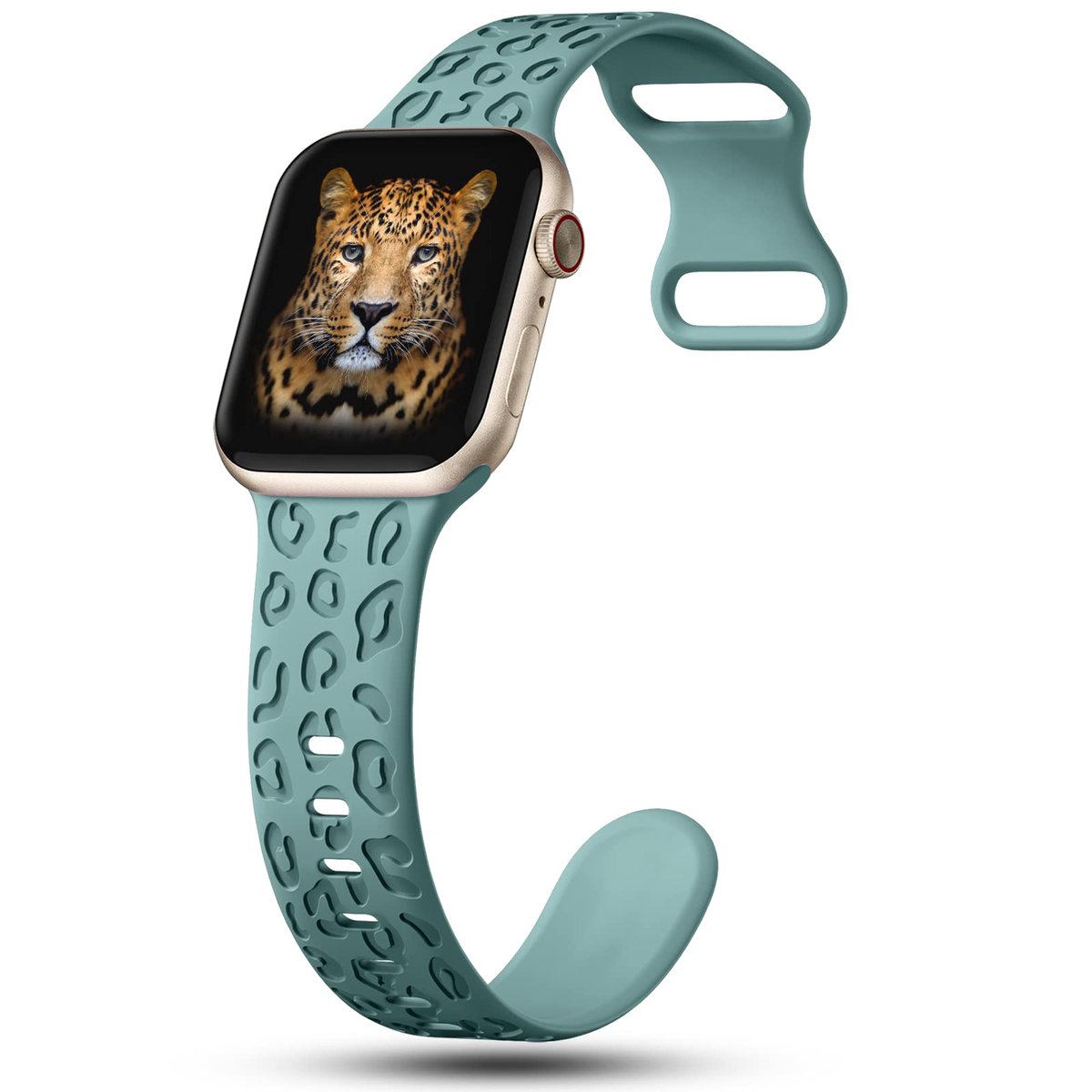 YONO Leopard Bandje geschikt voor Apple Watch - 41-40-38 mm - Siliconen Armband - Leisteen