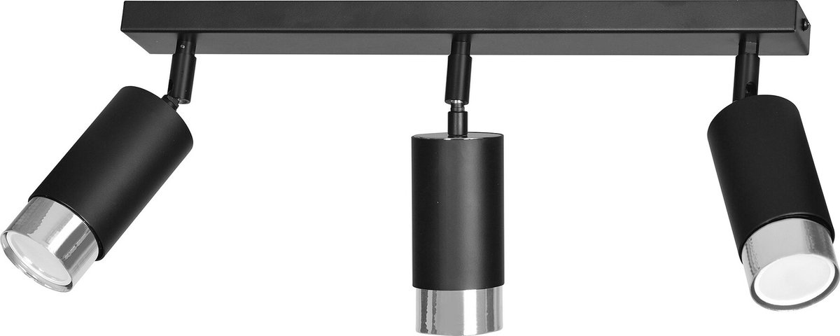 Emibig Boras 3L zwarte plafondspot GU10 met chroom luxe afwerking - Perfecte verlichting voor elke ruimte
