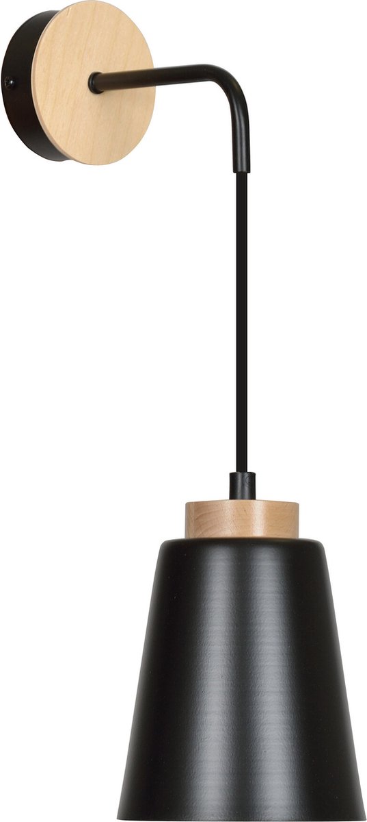Emibig Kaarina zwart met hout wandlamp 1x E27 - Stijlvolle verlichting voor elke ruimte