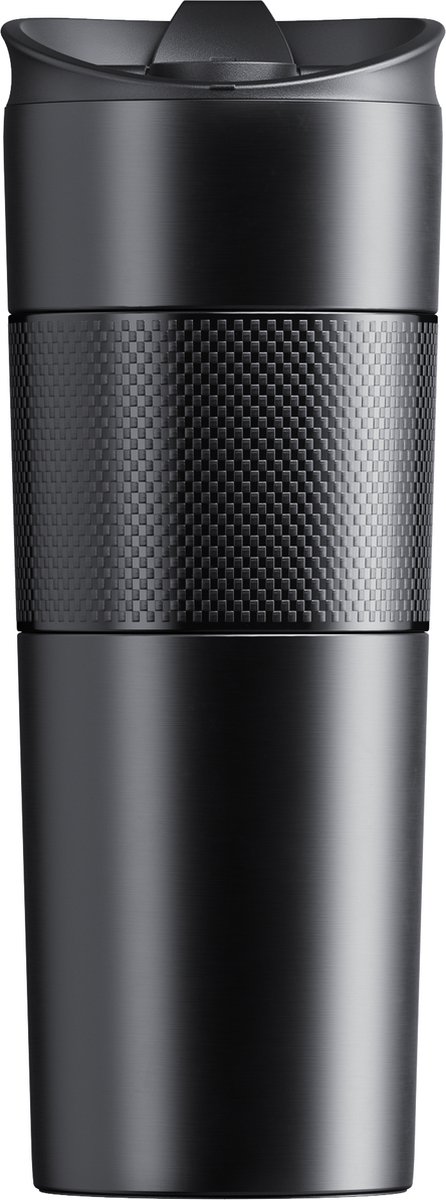 Electrox Zwart Thermofles - Premium Quality Tumbler -Travel Mug - Zwart - 500 ml - Thermosbeker met Lekvrij Deksel - Vacuüm - Dubbelwandig - Reisbeker - Roestvrij staal - Reisbeker - Thermobecher voor koffie en thee - Zwart Warm en Koud Houden – foto 2