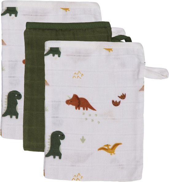 Foto: Blush blossom dinosaurus 15 x 21 cm 3 stuks hydrofiel washandjes tr bb443403