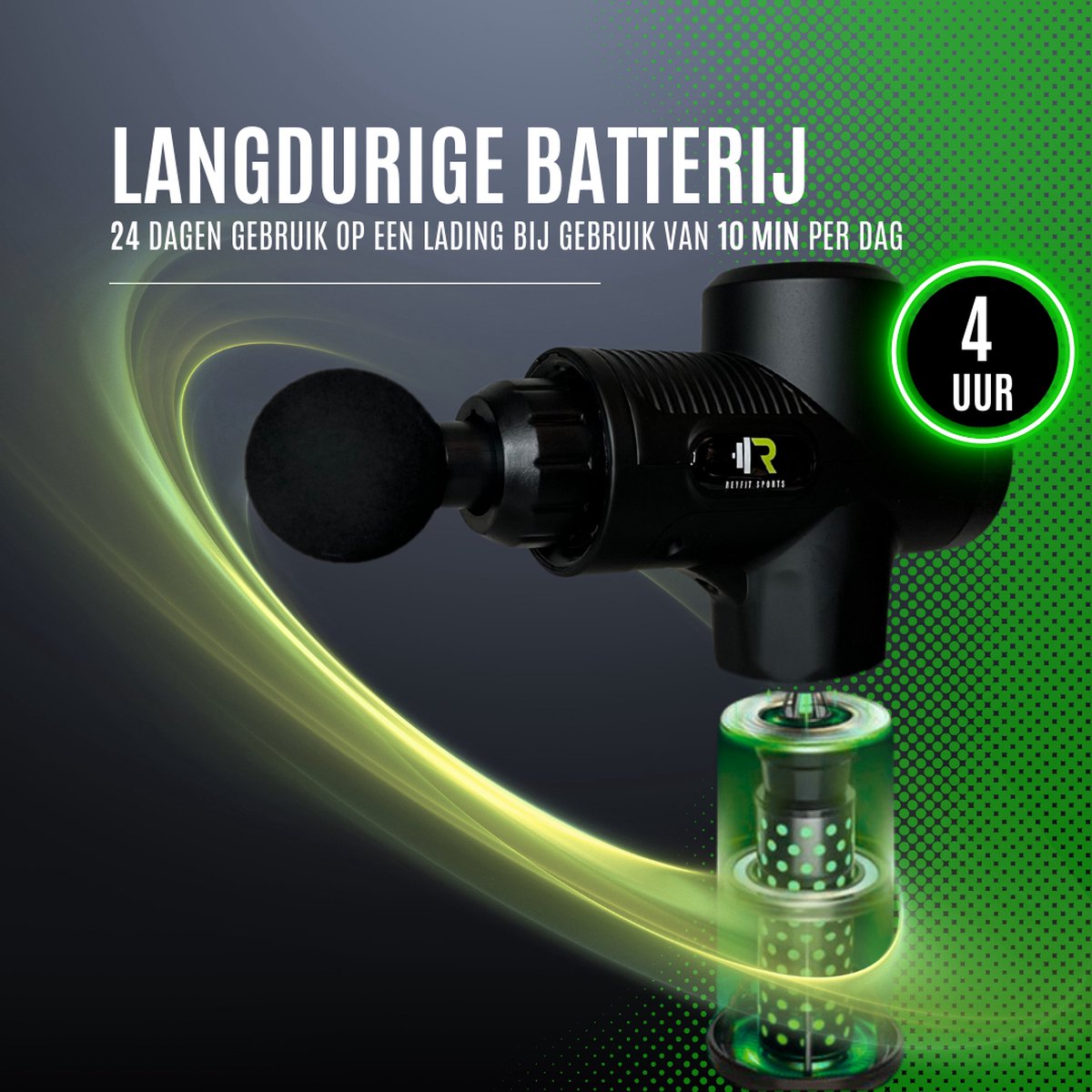 ReyFit Sports Massage Gun Pro: 30 standen, 8 opzetstukken thumbnail 3