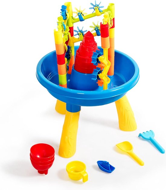 Nappe à eau - Table à sable - Table de jeu pour Enfants - Table d'activités pour Bébé et Enfants - Blauw avec jaune