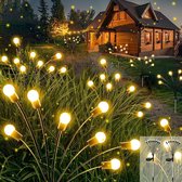 tuin lamp Lights Outdoor Garden, 2 stuks - 8 LED-zonne-vuurvlieglampen, waterdichte Solar Led Lampen voor tuin, terras, tuin, decoratief balkon (warm wit) [Energieklasse A++