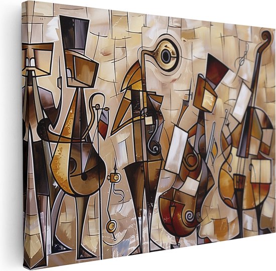 Artaza Canvas Schilderij Kunstwerk van een Groep Muzikanten - 40x30 - Klein - Foto Op Canvas - Canvas Print