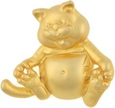 Behave® Broche kat cartoon goud kleur 4,5 cm