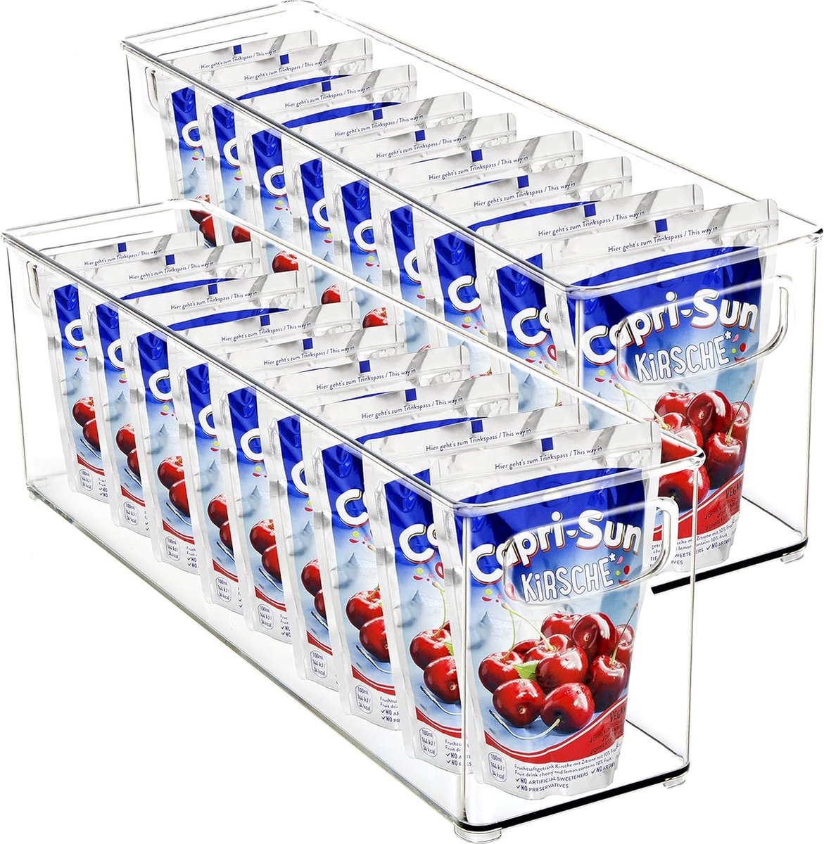 Set van 2 40 x 10 x 12 cm koelkastcontainers, voorraadkastorganizer, koelkastopbergdoos, keukenorganizer