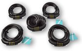 Set van 5 Code Kabelsloten voor Electrische Fietsen - Kunststof en Rubber Cijferslot Fiets - 180cm x 10mm - Zwarte – Durzaam Fietsaccessoires