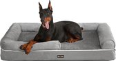 Luxe Orthopedisch hondenbed, hondenkussen, hondenmand, zachte vulling, hondensofa, opstaande randen, hoes afneembaar en wasbaar, 120 x 85 x 25 cm, anti-slip onderzijde, lichtgrijs - Duurzame Orthopedische Hondenmand