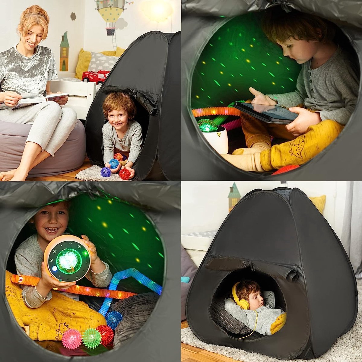 Tente De Jeu Pop-up 120 Cm – Cabane Sensorielle Pour Enfants Autisme, SPD Et Relaxation – Inclut Sac De Transport
