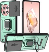 Coverup Ring Kickstand Back Cover met Camera Shield - Geschikt voor OnePlus 12R Hoesje - Groen