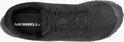 Bovenaanzicht van een zwarte Merrell Vapor Glove 6 LTR schoen met veters en 'MERRELL' logo.