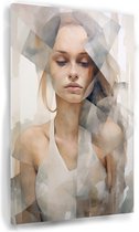 Vrouw portret - Portret wanddecoratie - Canvas schilderijen Geometrie - Wanddecoratie landelijk - Canvas schilderijen woonkamer - Decoratie kamer 100x150 cm