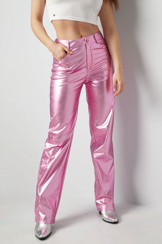 Pantalon métallisé - nouvelle collection - printemps/été - femme - fuchsia - taille M