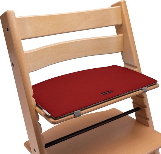 Zitkussen, hoge stoel, compatibel met Stokke Tripp Trapp hoge stoel (rood/grijs) zitkussen, kussen, stoelbekleding, bekleding, vilt, accessoires voor kinderstoel, houten trapstoel, Mahona