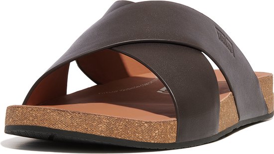 FitFlop Iqushion Men'S Leather Cross Slides BRUIN - Maat 46
