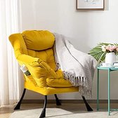 Chaise longue confortable avec accoudoirs et poche latérale, jaune