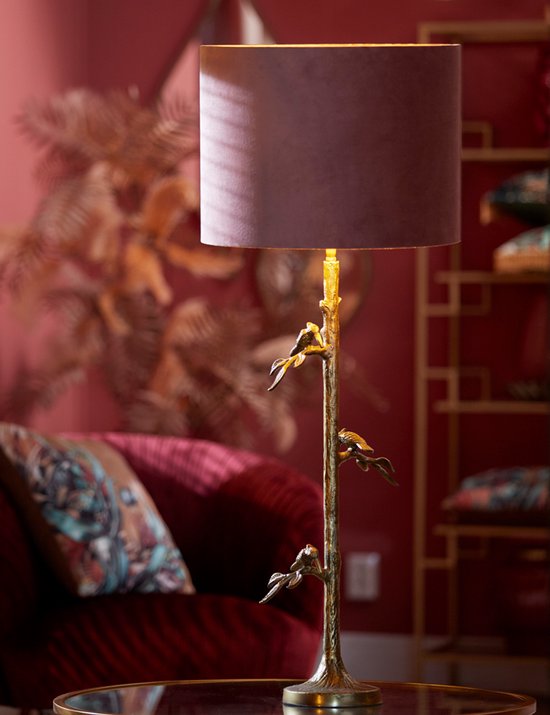 Light & Living Cilinder Lampenkap Velours - Dusky Pink - Ø30x21cm - voor Tafellampen, Staande lamp - Light & Living