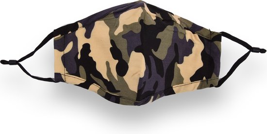 100% Katoen Mondkapjes Camouflage Kleur - Niet-Medisch - Comfortabel - Wasbaar - Voor Dames & Heren