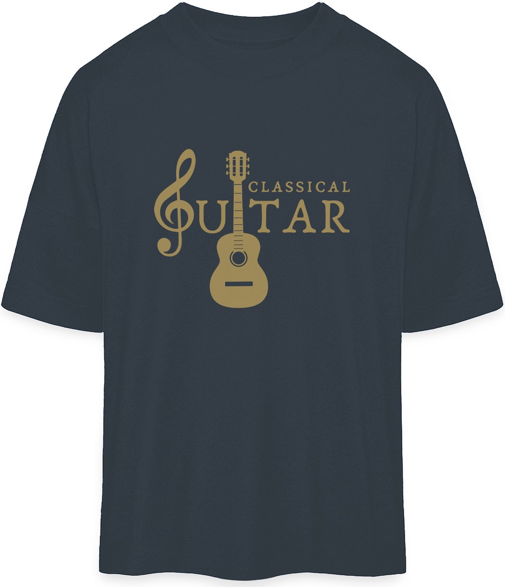 Heren en Dames T Shirt - Klassieke Gitaar - Blauw - XXL