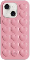 xoxo Wildhearts Heartbreaker Pink telefoonhoesje - Geschikt voor iPhone 15 Plus - Heart case - Hoesje met hartjes patroon - Case met hart - verstevigde backcover - Roze