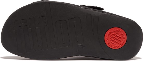 FitFlop Gogh Moc Mens Buckle Two-Tone Canvas Slides ZWART - Maat 41
