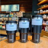 De Fleur - thermofles - thermobeker koffie - 900ML Zwart - thermosbeker travel mug - thermobeker voor in de auto