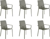 NATERIAL - Set de 6 chaises de jardin IDAHO avec accoudoirs - 6 x chaise de jardin - fauteuil de jardin - empilable - chaise empilable - aluminium - vert foncé