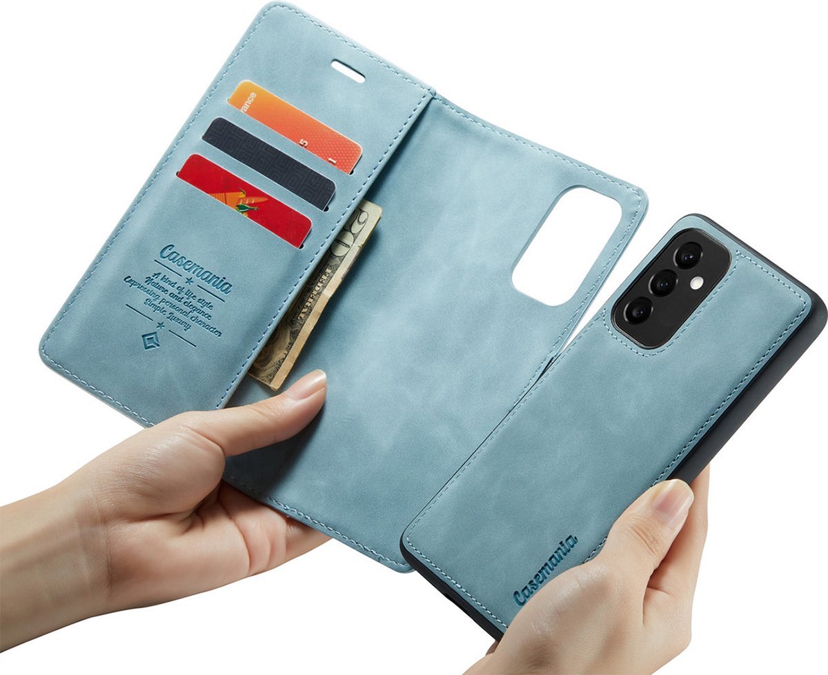 CaseMania Bookcase hoesje geschikt voor Samsung Galaxy A55 - Effen Aqua - Kunstleer - 2-in-1 Magnetisch Uitneembaar Design