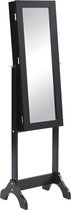 OZAIA Sieradenkastje met spiegel - MDF en grenen - H.120 cm - Zwart - BERENICE L 30 cm x H 120 cm x D 39 cm