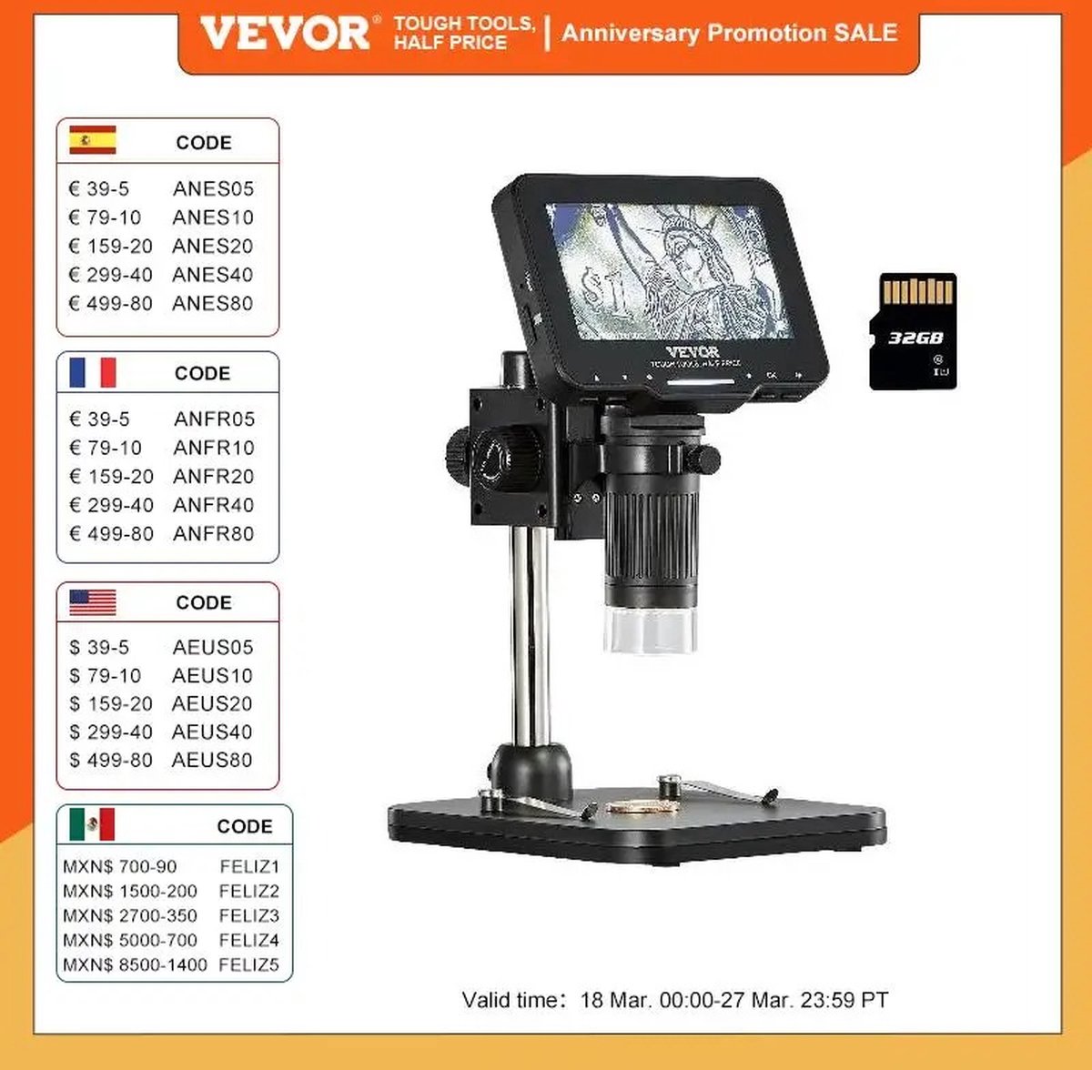 KOSMOS - VEVOR High Definition Video Microscoop LP043/W10 - Vergroting 50X-1000X/10X-1300X - 500X-1500X - Camera met 2 Miljoen Pixels - Focusing Range 0-50mm - Schermtype 4.3in/10in