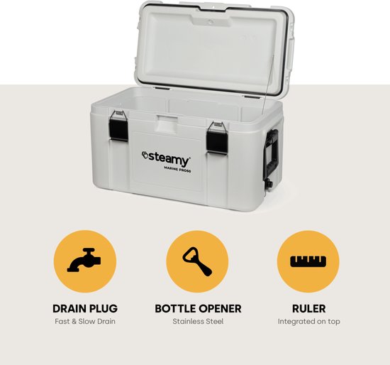 Steamy Marine Pro 50 - Grote Koelbox - Extra goed geïsoleerd - 50 Liter - Wit van Steamy — afbeelding 4