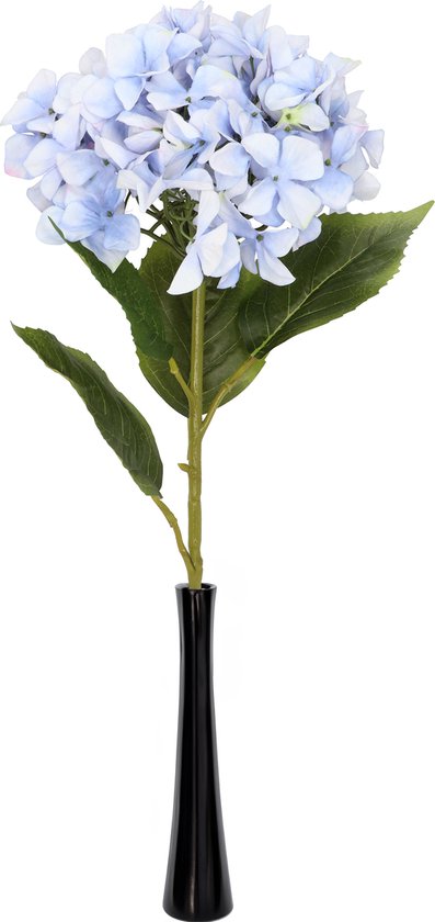 DK Design Kunstbloem Hortensia tak - lichtblauw - 109 cm - losse steel - Kunst zijdebloemen