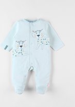 Gestreepte jersey 1-delige pyjama met neushoornprint, beige/baksteenrood