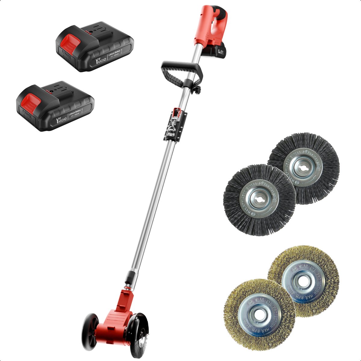 YARDIO Tools ESGT21v Onkruidborstel Electirsch Onkruid Machine Krabber Voegenborstel Incl. 2x Accu 2.0a PREMIUM