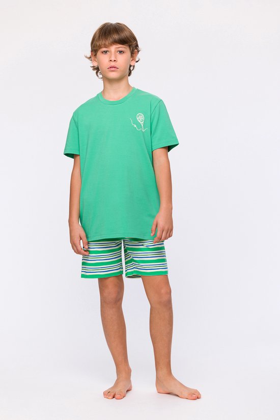 Woody Studio pyjama jongens/heren - groen - tennis - 241-12-QRS-Z/734 - maat 164