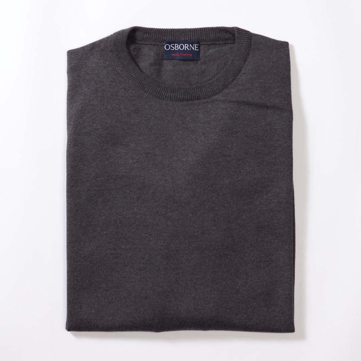 Osborne Knitwear Trui met ronde hals - Katoen - Charcoal - 2XL