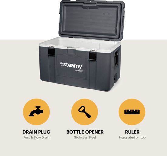 Steamy Pro 120 - Grote Koelbox - Extra goed geïsoleerd - 120 Liter - Grijs van Steamy — afbeelding 4
