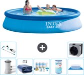 Intex Rond Opblaasbaar Easy Set Zwembad - 396 x 84 cm - Blauw - Inclusief Pomp Solarzeil - Onderhoudspakket - Filter - Grondzeil - Stofzuiger - Warmtepomp