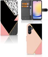 GSM Hoesje Geschikt voor Samsung Galaxy A25 Bookcase Black Pink Shapes