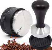 Distributeur de café 53 mm, distributeur de café 3 en 1 avec pilon à café et tapis en silicone, ensemble de pilon à café design pour des outils de barista expresso parfaits, distributeur de café à hauteur réglable