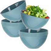 12-delige kommenset - herbruikbaar plastic servies - kom voor soep, fruit of snacks - buitenservies voor barbecuefeestjes en kamperen (12 x - blauw)