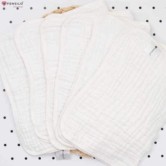 Hydrofiele Luiers - Hydrofiele Doeken - 100% Katoenen mousseline - 35 x 50 cm - 6 pack - Wit -Musseline doeken voor baby's, spuugdoeken voor baby's, 6 lagen, absorberende luiers, stoffen luiers — afbeelding 2