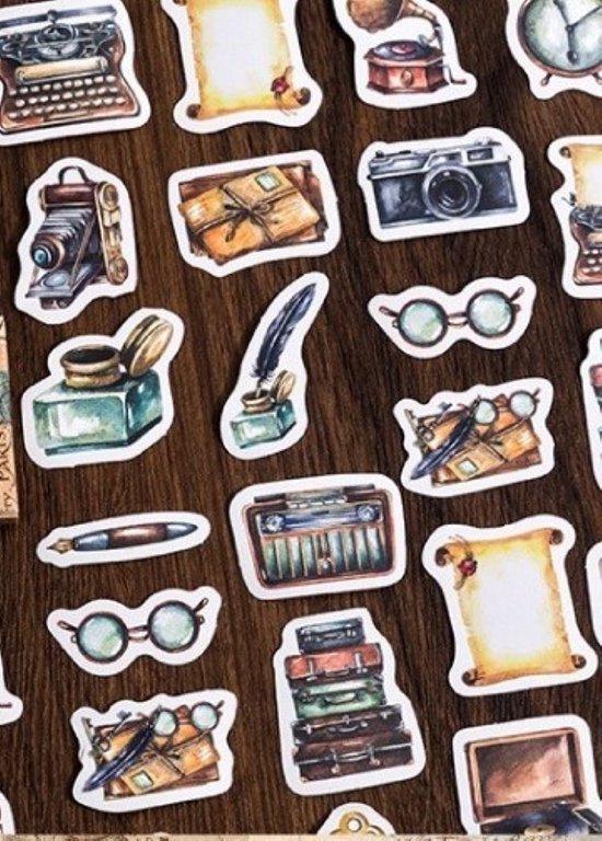 60 Pièces Autocollants Scrapbooking Vintage Transparents PET - Stickers Cadres Rétro Pour DIY Album Et Journal