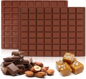 2 stuks siliconen vorm chocolade, chocoladevorm met 64 verdiepingen, anti-aanbaklaag chocoladevormen, mini siliconen vorm voor het maken van chocolade, cake, gelei, koepelmousse