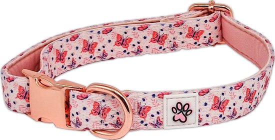 Halsband Hond Zachte Honden Halsband Roze Vlinders Bloemen