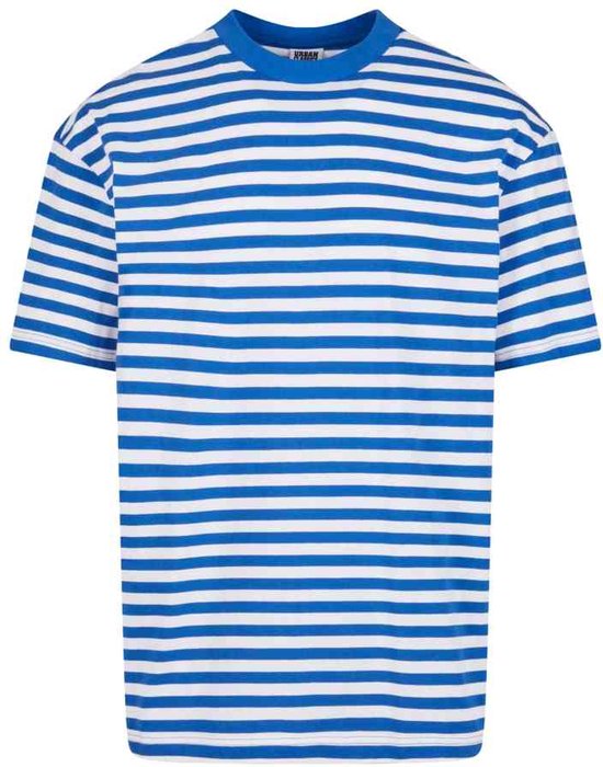 Urban Classics - Regular Stripe Heren T-shirt - 4XL - Wit/Blauw