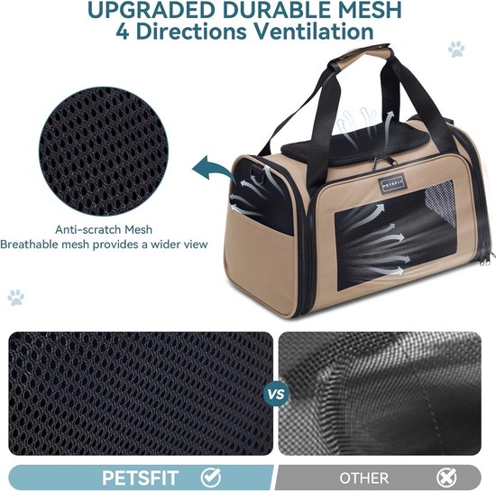 Grote Draagbare Transportbox Voor Hond, Kat En Kleine Dieren Voor In De Auto Zwart