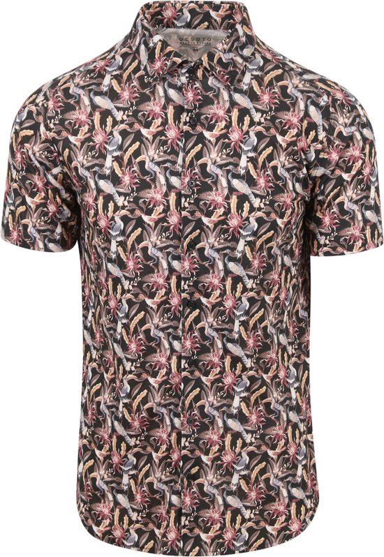 Desoto - Short Sleeve Jersey Overhemd Print Multicolour - Heren - Maat S - Slim-fit